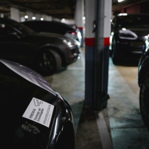 A number of Porsche Cayenne prototypes parked in an underground parking lot