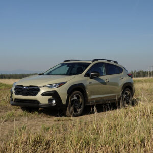 A Subaru Crosstrek in a field