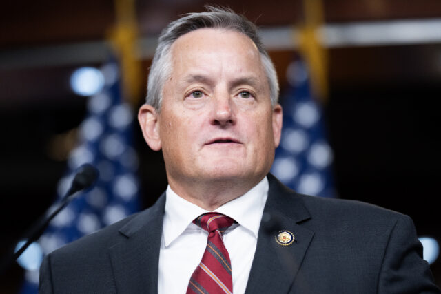 UNITED STATES - OCTOBER 22: Rep. Bruce Westerman, R-Ark., speaks during a news conference in the Capitol Visitor Center on the government shutdown on Wednesday, October 22, 2025. (Tom Williams/CQ-Roll Call, Inc via Getty Images)