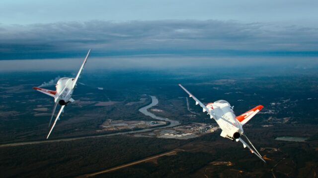 T-45s split off during a dogfighting test
