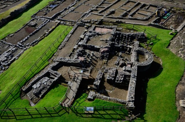 3rd century baths and latrine block at Vindolanda, the Roman fort close to Hadrian’s Wall in the UK.