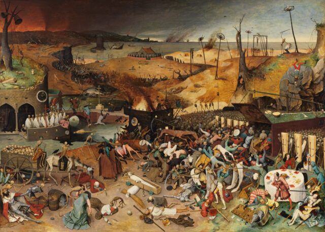 Pieter Bruegel's The Triumph of Death reflects the social upheaval and terror that followed the plague, which devastated medieval Europe.