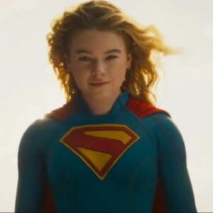 supergirl smiling in mid air