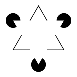 Image of a set of lines and partial circles that creates the illusion of a triangle in the middle.